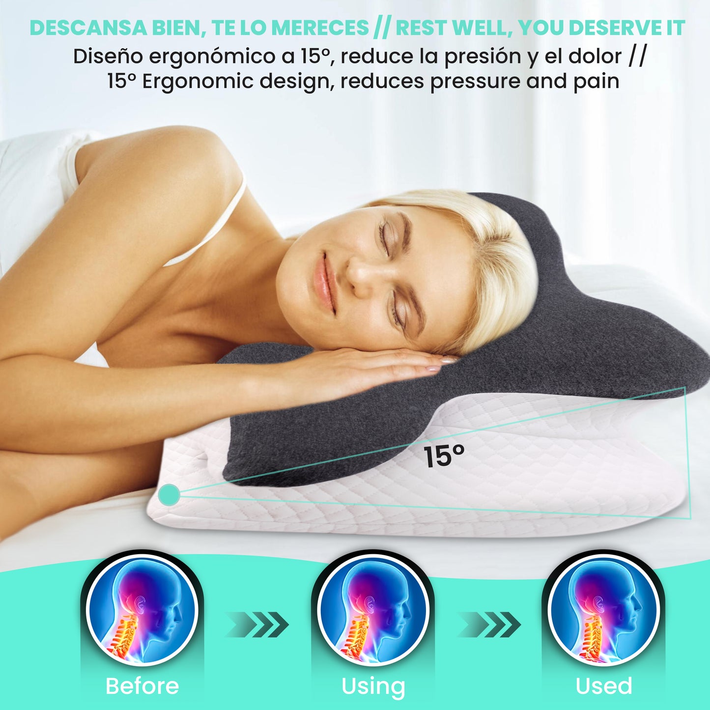 ALMOHADA CERVICAL ORTOPÉDICA - 60x40x12 -