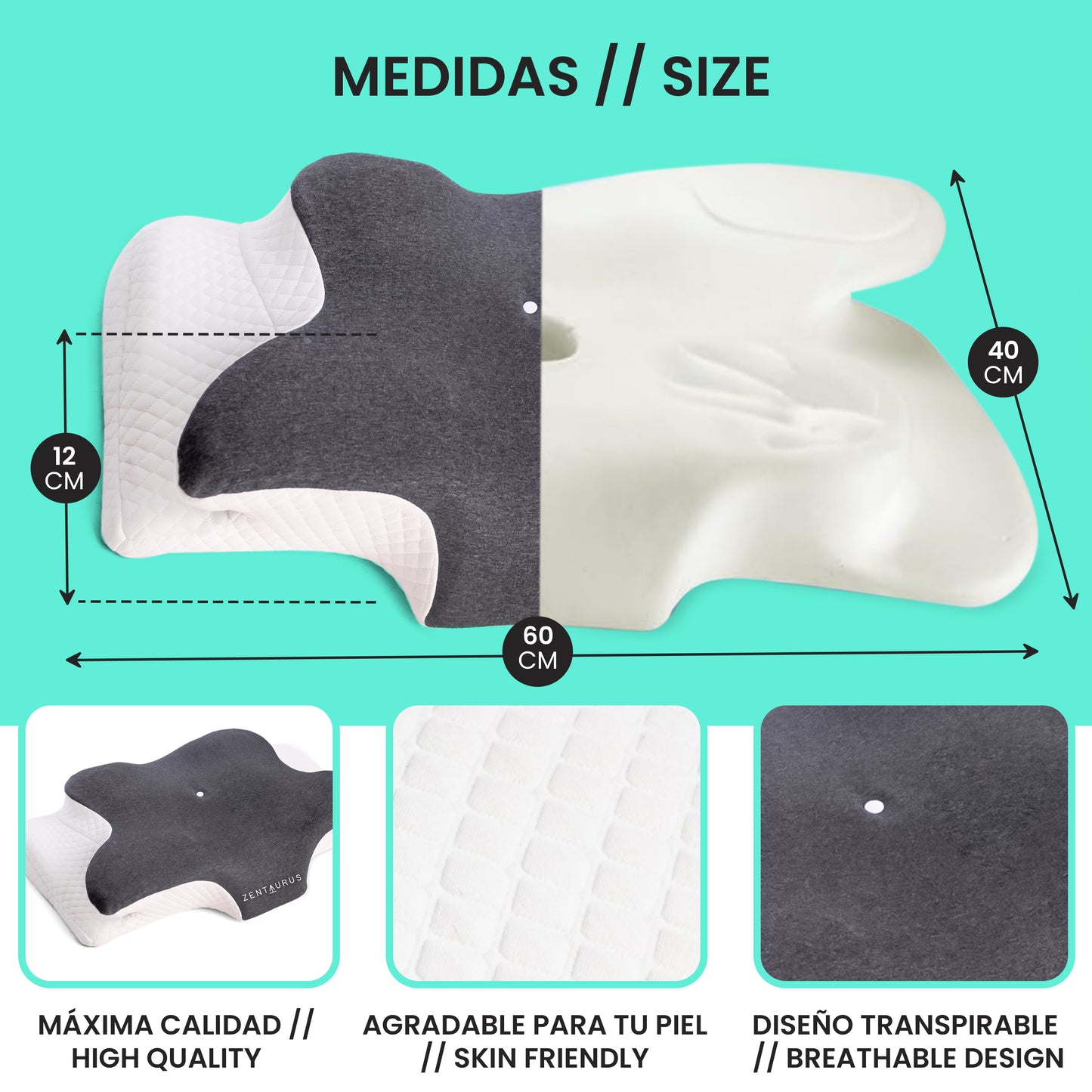 ALMOHADA CERVICAL ORTOPÉDICA - 60x40x12 -