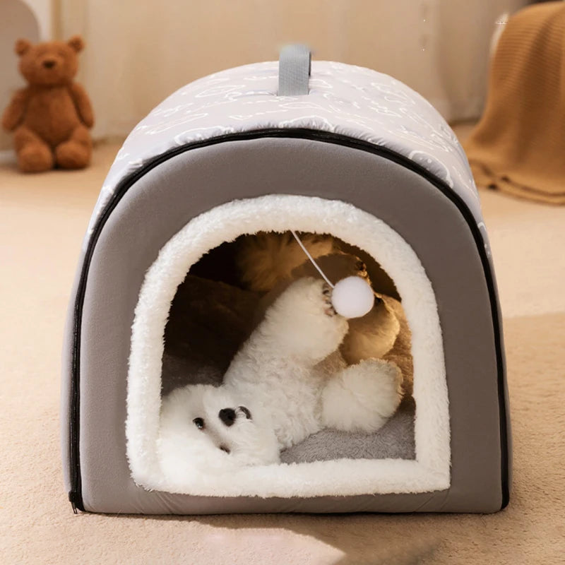 CASA PERROS Y GATOS CON BOLA PARA JUGAR