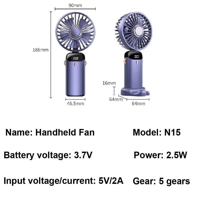 MINI VENTILADOR DE MANO RECARGABLE CON DIFUSOR DE AROMA