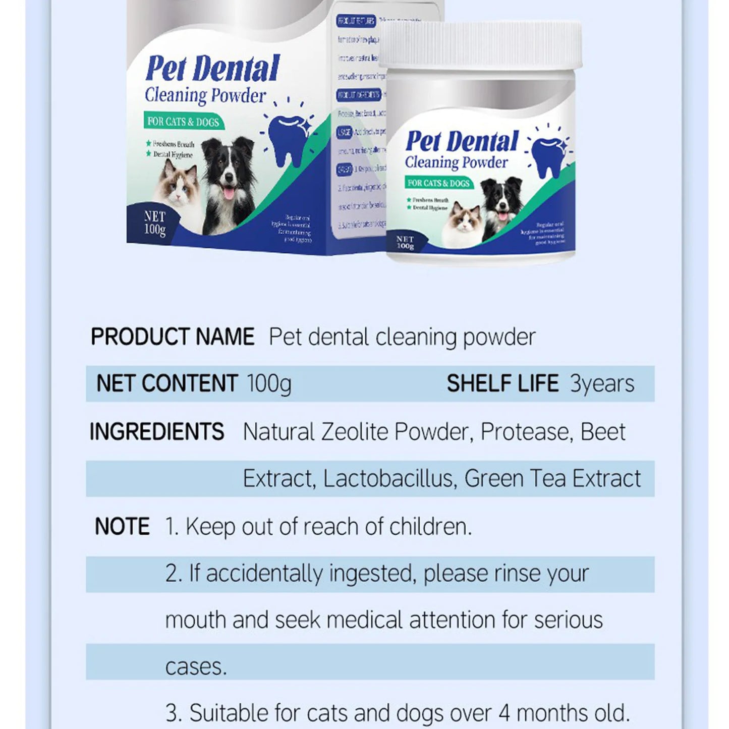 POLVO DE LIMPIEZA DE DIENTES PARA MASCOTAS