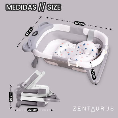 BAÑERA PLEGABLE BEBE - TERMOMETRO, PILAS Y ASIENTO BAÑO BEBE INCLUIDO