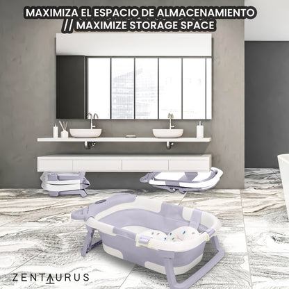 BAÑERA PLEGABLE BEBE - TERMOMETRO, PILAS Y ASIENTO BAÑO BEBE INCLUIDO
