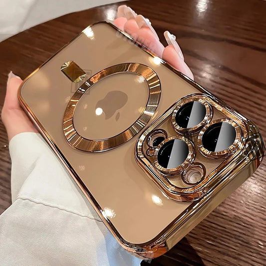 LUXURY GOLD CASE MAGSAFE FOR IPHONE 16, 15, 14