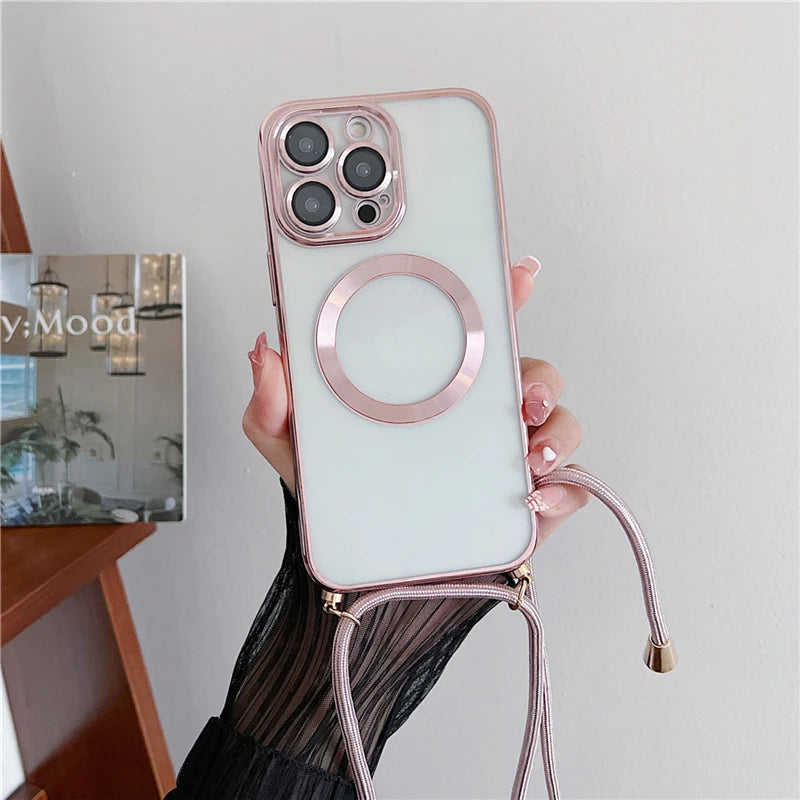 PLATING MAGNETIC CASE FOR IPHONE  16, 15, 14