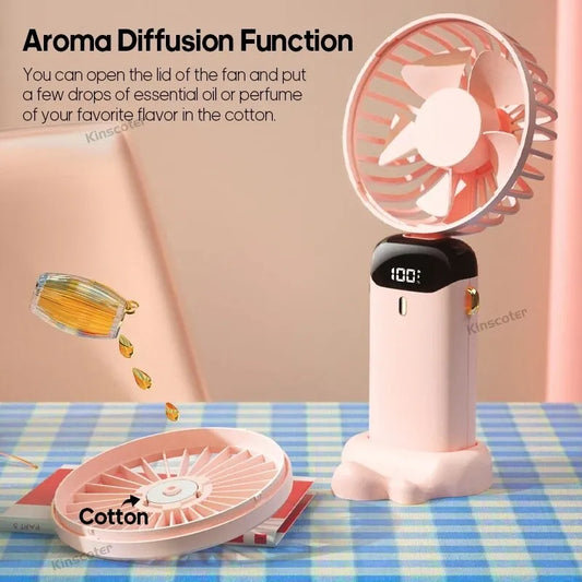 MINI VENTILADOR DE MANO RECARGABLE CON DIFUSOR DE AROMA